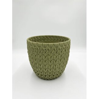 JF The Reborn Home Bloempot round tricot milk olive D23 H21.50