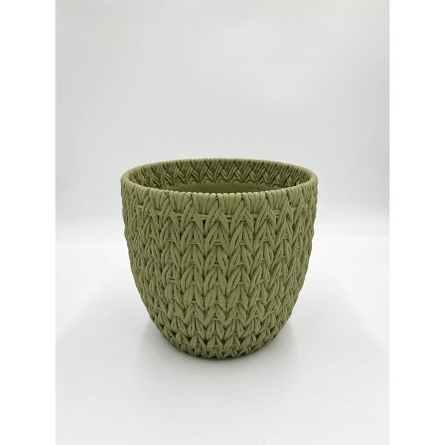 Bloempot round tricot milk olive D23 H21.50