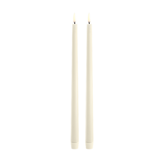 UYUNI LED slim taper candle ivory smooth 2 pack