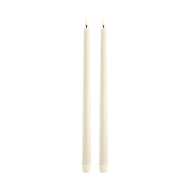 LED slim taper candle ivory smooth 2 pack 2.3x32 cm