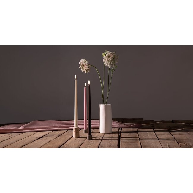 Travertine candleholder taper M desert beige 3,5x6,05