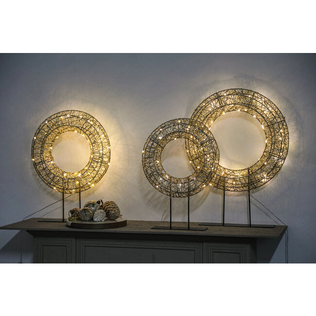Nadal gold  PE wreath statue with LED lights XS