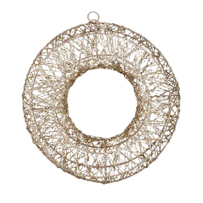 Nadal Gold PE hanging wreath with LED lights XS
