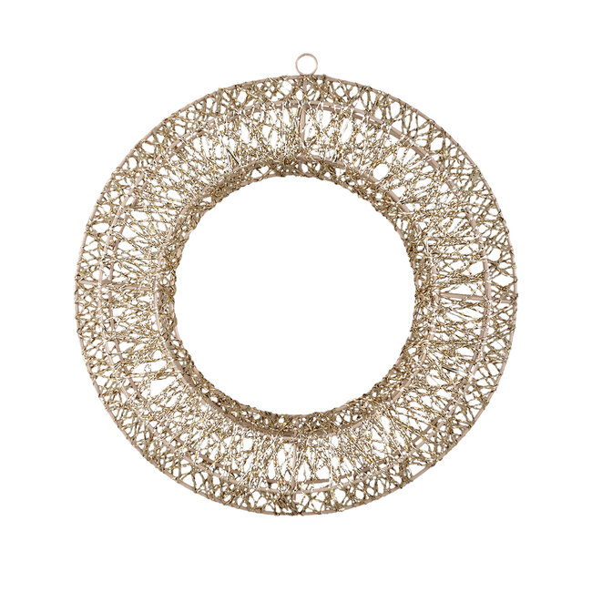 Nadal Gold PE hanging wreath with LED light S