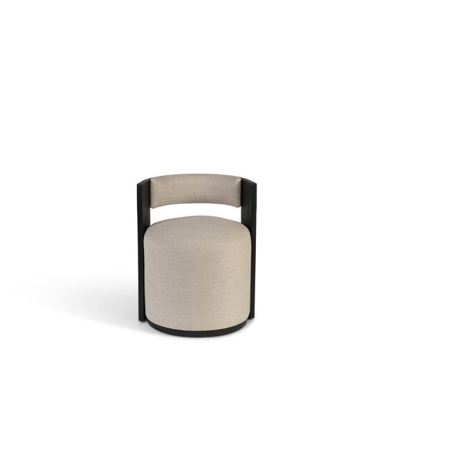 One seater ecru on black brushed wood 50x48x66 cm