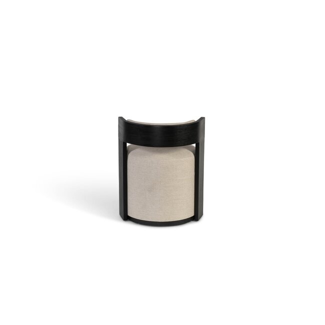 One seater ecru on black brushed wood 50x48x66 cm