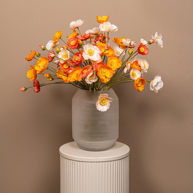 Poppy flower orange and creal bundle with buds