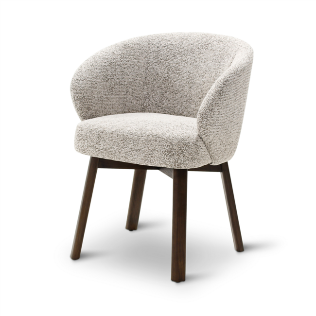 BOLLY armstoel coconut met houten poten eik dark brown