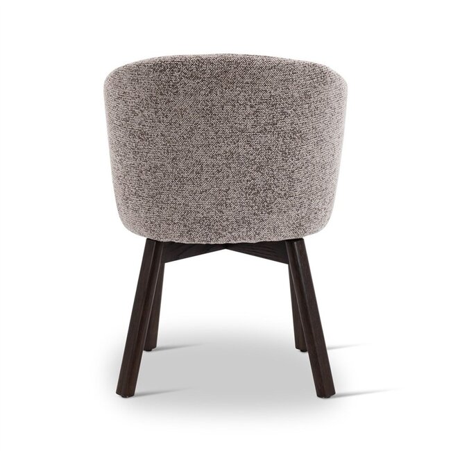 BOLLY armstoel coconut met houten poten eik dark brown