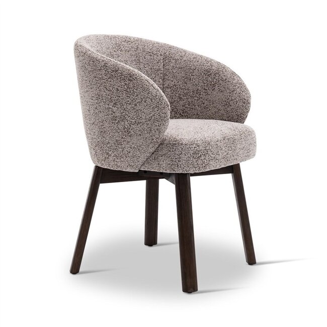 BOLLY armstoel coconut met houten poten eik dark brown