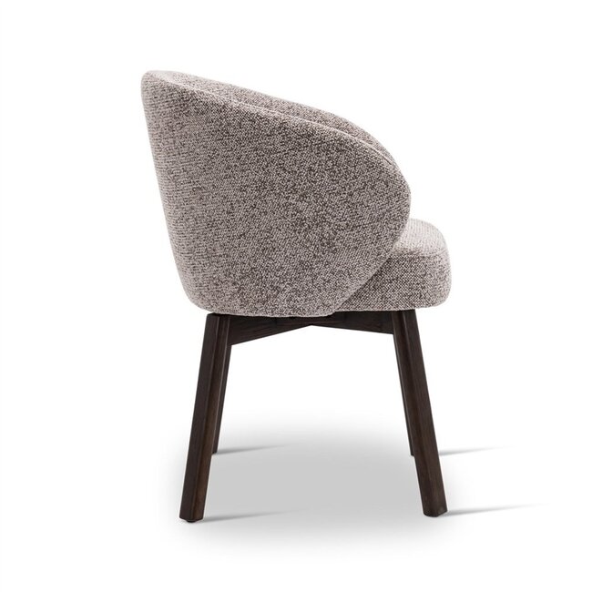 BOLLY armstoel coconut met houten poten eik dark brown