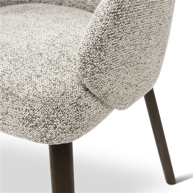 BOLLY armstoel coconut met houten poten eik dark brown