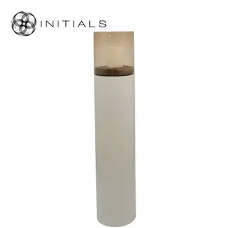Haans lifestyle stand tower raw iron ivory round L + basic topaz glass candleholder 100 cm + 35 cm