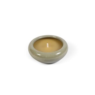 Dekocandle Bowl glazed green small indoor dia 28X10 cm - 7 WICKS