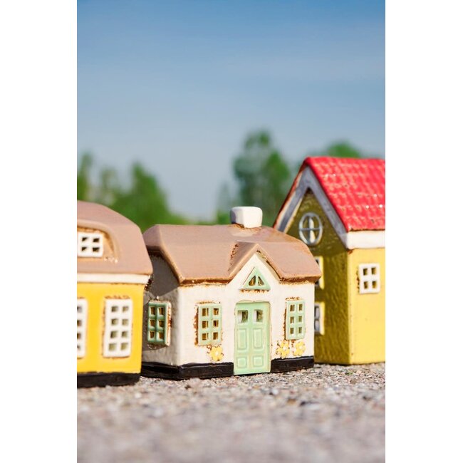 House f tealight Ebeltoft green windows