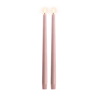 UYUNI Led taper candle rose powder smooth 2 pak