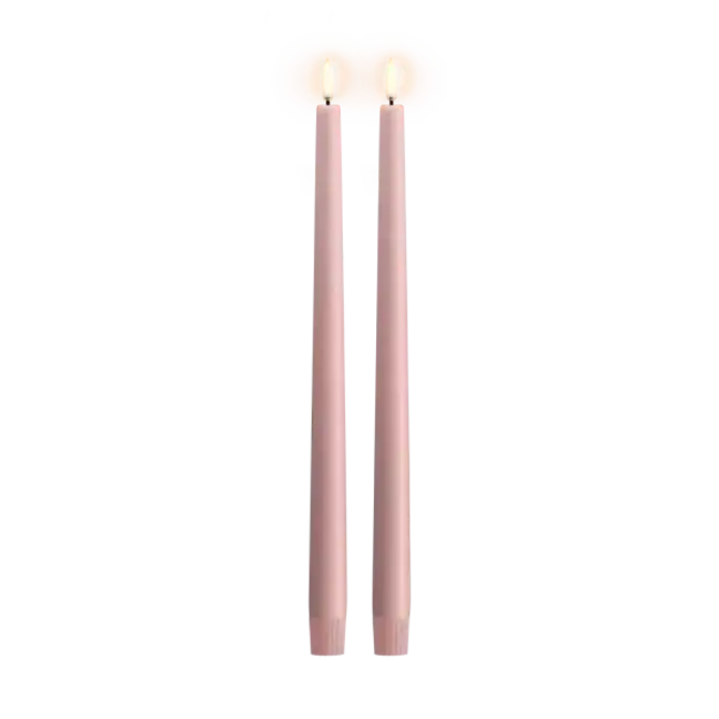 Led taper candle rose powder smooth 2 pak
