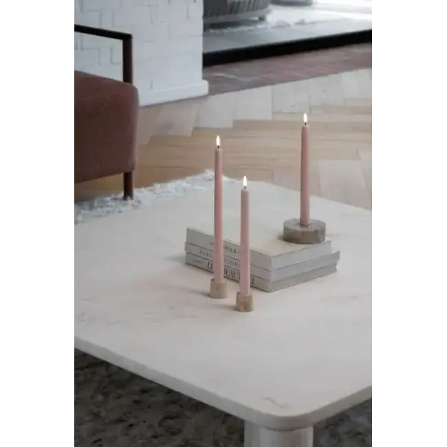 Led taper candle rose powder smooth 2 pak