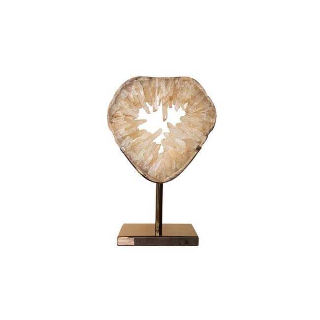 jaso naturel quartz mineral deco statue open round