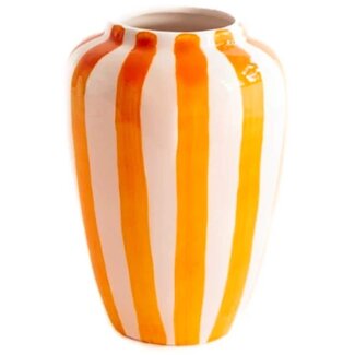 val pottery Funky flower vase XXLarge orange stripes H30 cm