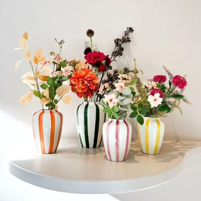 Funky Flower vase XX LARGE aubergine stripes H30 cm