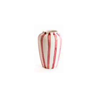 val pottery Funky Flower X Large H25 cm Pink stripes