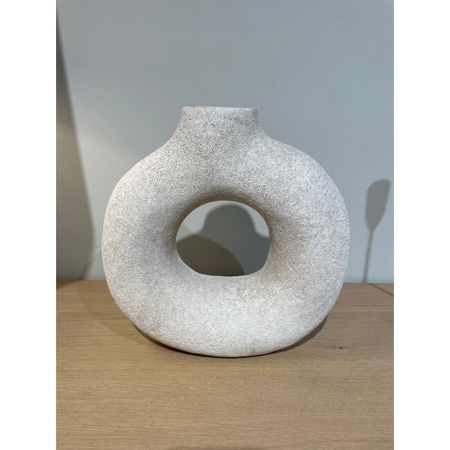 Lucca vase taupe donut sand ceramics 26x9X27 cm