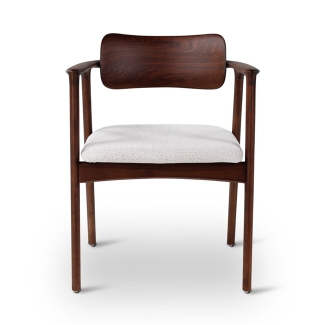 James  armstoel beige, houten poten es walnut