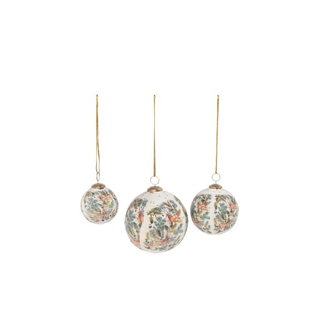 Boll crackeled glass Xmass rendeer small dia 7 cm