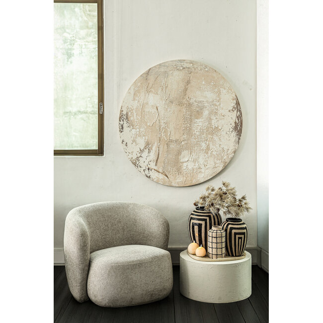 Moti Cream canvas wall panel fabric