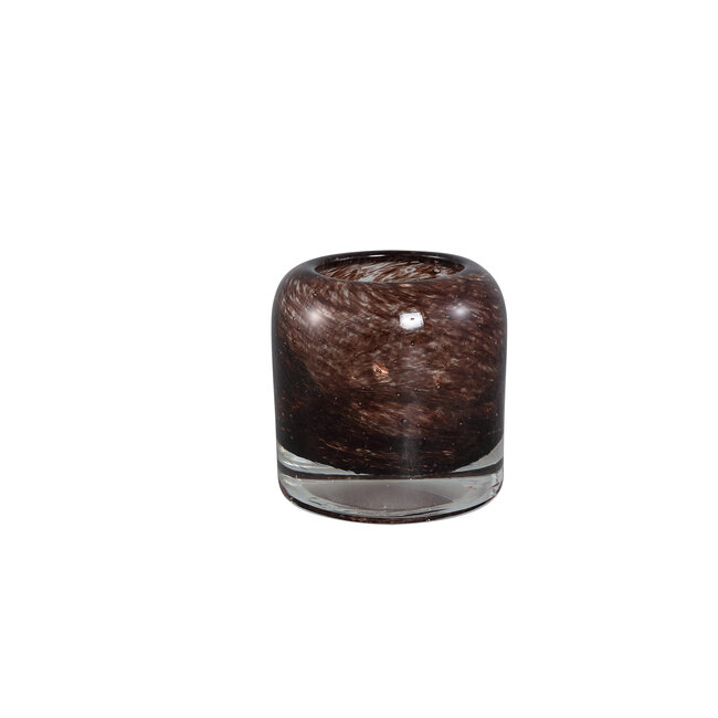 Jalenn DarkBrown heavy bubble glas tealight S