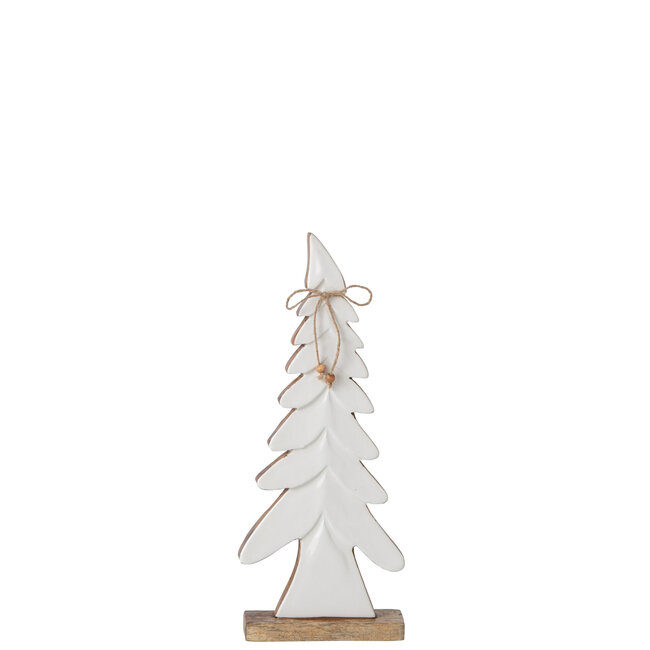 jline Denneboom met strik mangohout /wit H38 cm