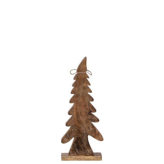 Denneboom met strik mangohout /wit H38 cm