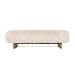 Hair beige fabric bench with wooden legs