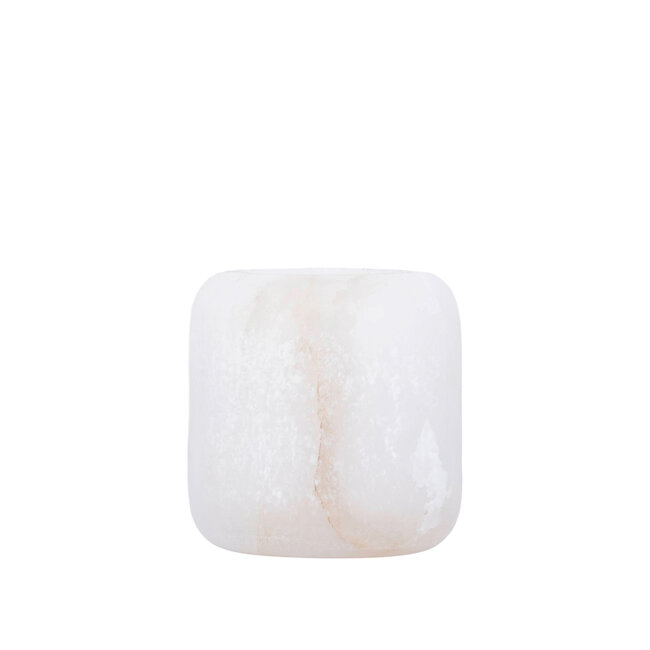 Audin white alabaster stone bulb tealight round