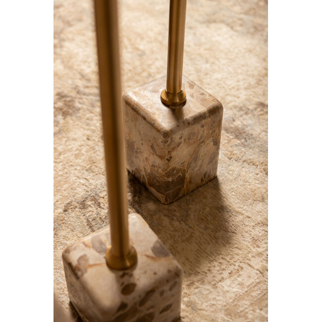 Ebe beige marble sidetable ith round top high 36x36x55 cm