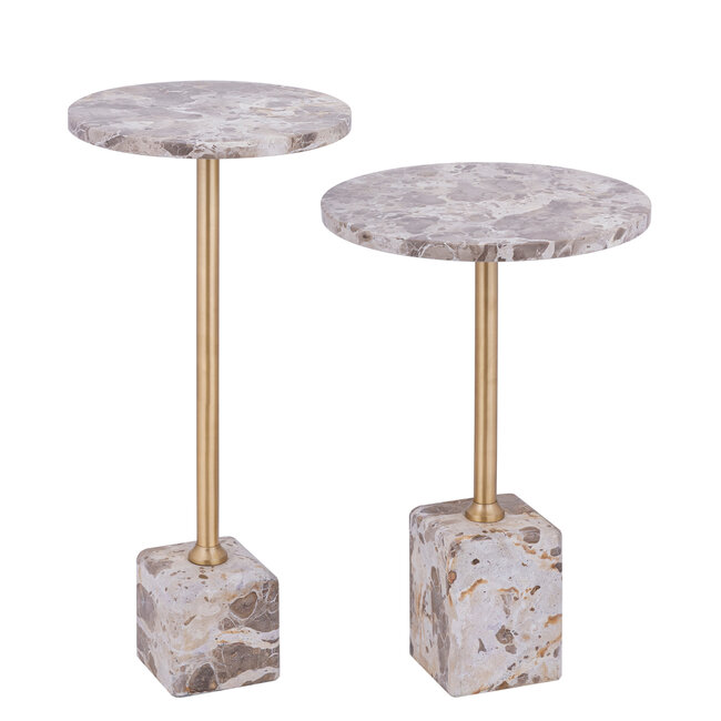 Ebe beige marble sidetable with round top law