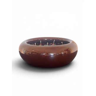Dekocandle Bowl glazed brown small indoor dia 28x10 cm 7wicks