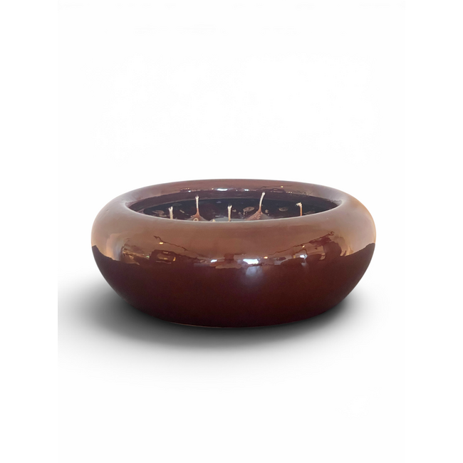 Bowl glazed brown small indoor dia 28x10 cm 7wicks