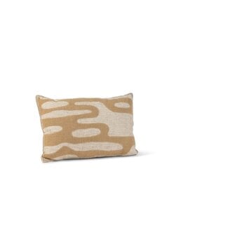 Dekocandle Cuhion embroidery cotton wool beige ochre with filler 60x40 cm