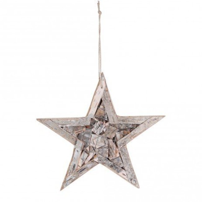 christmas birch haniging star wreath wire S