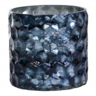 christmed dented blue glass tealight s