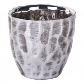 print silver ceramic round pot s