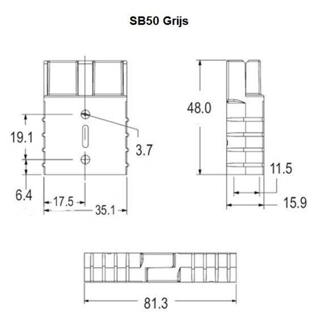 Grijze stekker / connector SB 50 Anderson