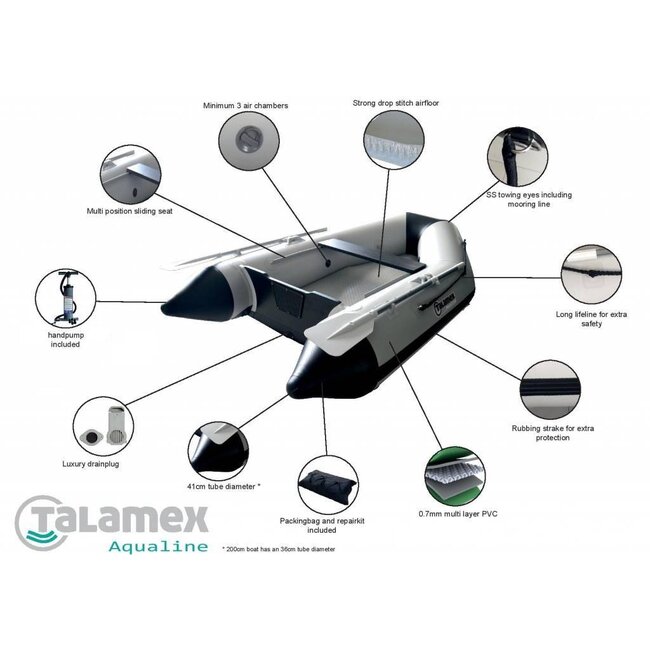 Talamex Rubberboot Aqualine QLX 300 aluminium vloer opblaasboot