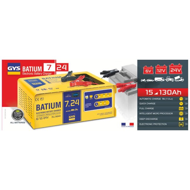 GYS Batium 7/24 acculader 6-12-24 volt