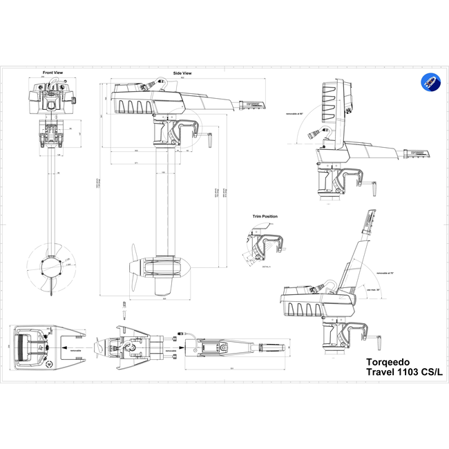 Torqeedo Travel 1103 C fluister motor 62,5 cm