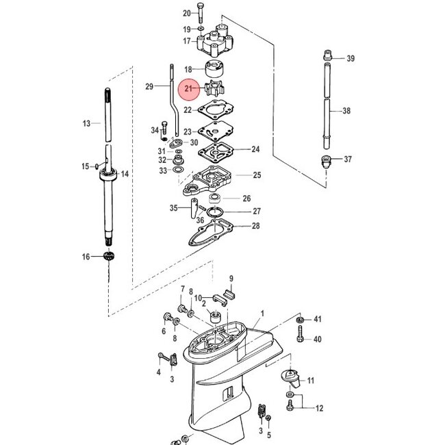 Mercury Waterpomp impeller voor 8 en 9,9 pk buitenboordmotor
