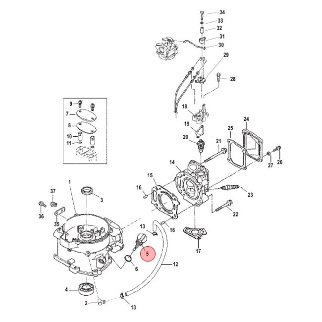 Mercury Oliepeilstok voor 4, 5 en 6 pk buitenboordmotor