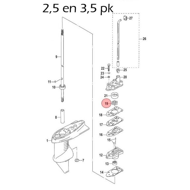 Mercury Waterpomp impeller voor 2,5 t/m 6 pk buitenboordmotor